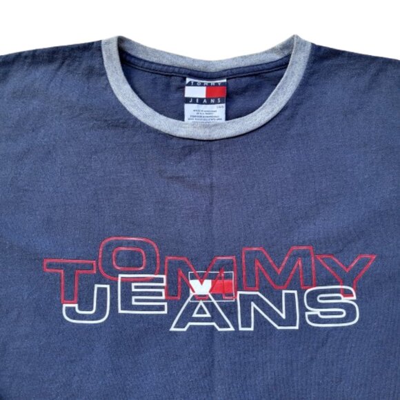 Vintage  Tommy Hilfiger Tommy Jeans Long Sleeve Shirt Navy Men’s Large - Picture 3 of 13